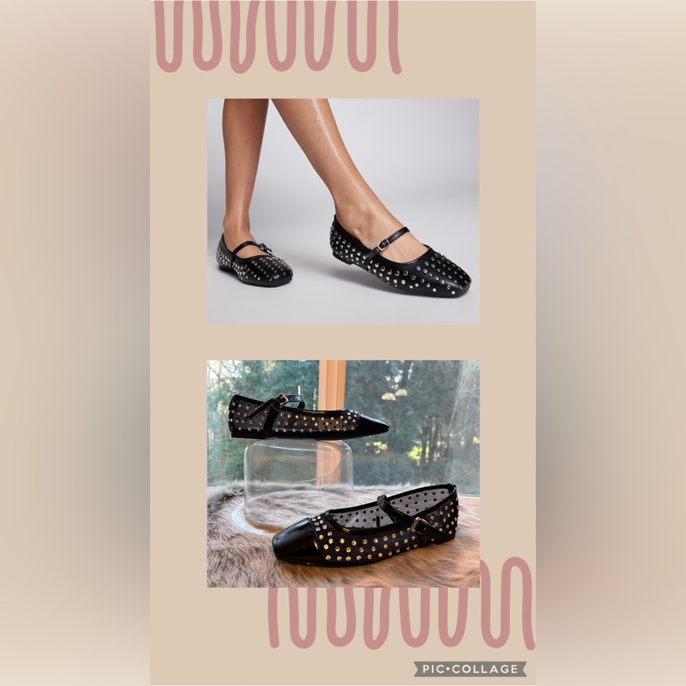 New York and company Stradivarius studded ballet shoes in black size 8 - Picture 1 of 10
